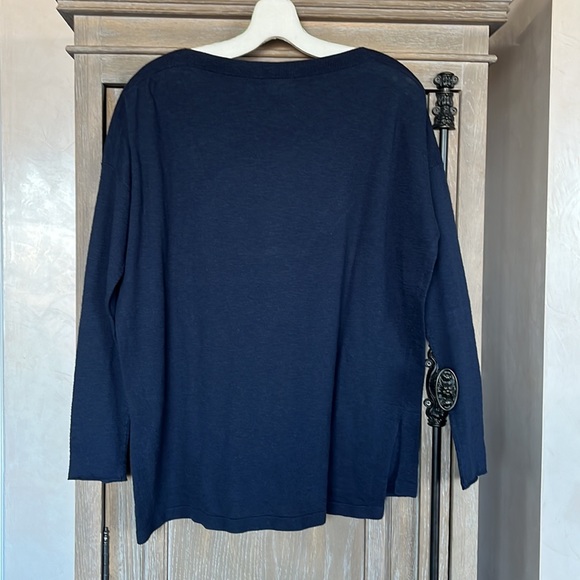 Vince dark navy size small petite cotton long sleeve shirt - Picture 10 of 11